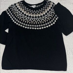 J. Jill Black and White Patterned Women's Sweater- Medium-EUC